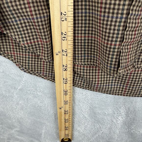 Enro Button Down Shirt Mens Medium Long Sleeve Plaid Brown Red Blue Pocket - Picture 8 of 8